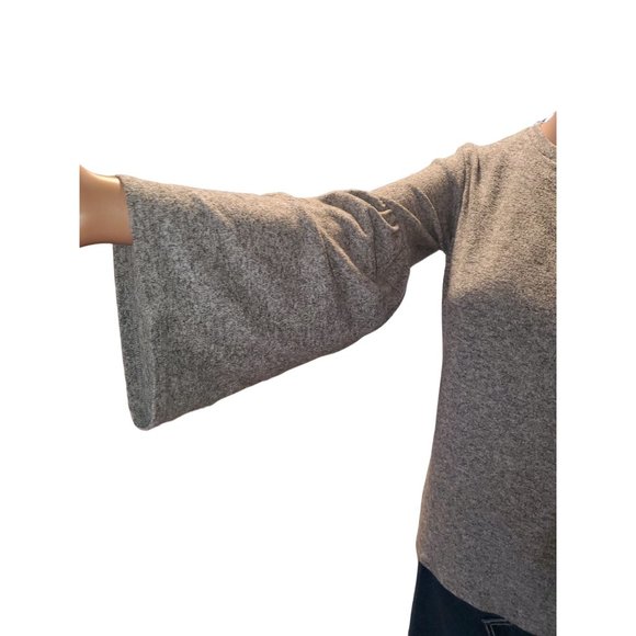 Zara Trafaluc Gray Marl Bell Sleeve Sweater Top Sz S - Picture 3 of 11